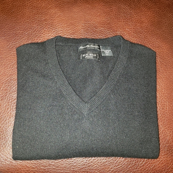 Men’s W.H Belk Black V-neck 2 Ply Cashmere Sweater Size XL - Picture 1 of 5